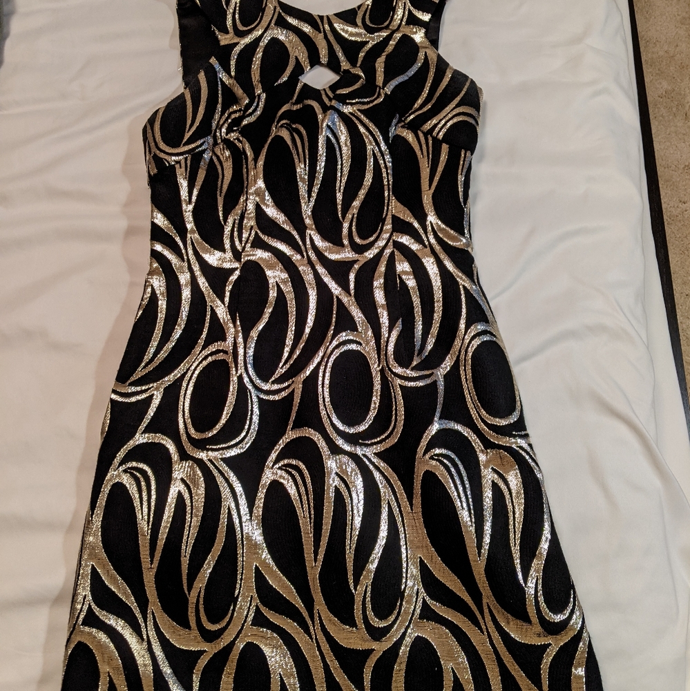 Milly gold foil black dress